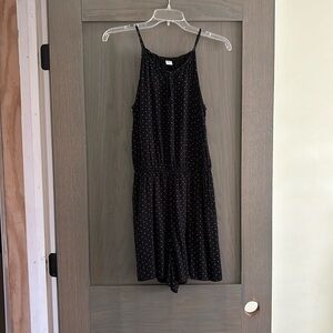ECU Old Navy Small-Tall black w/ white polkadot rayon romper